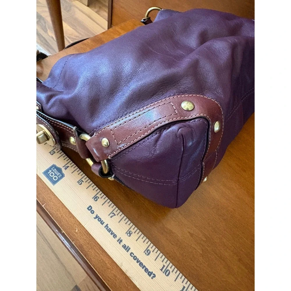Vintage Coach Carly Hobo Shoulder Bag Plum Purple Leather Brass Y2K